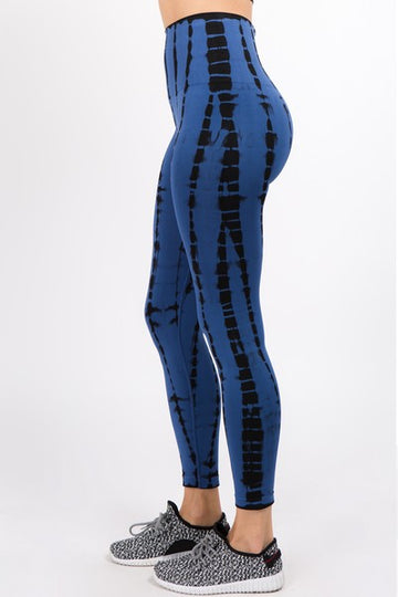 Royal Blue Tie-Dye Drip Activewear Leggings