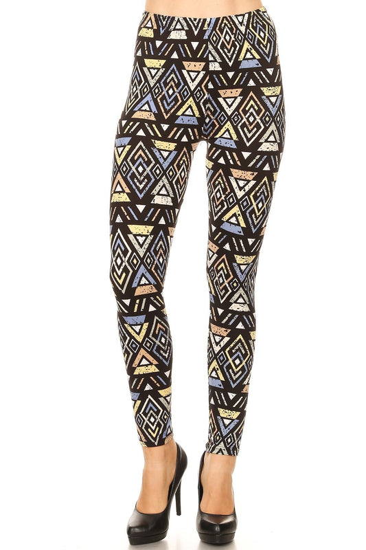 One Size Geometric Print Leggings
