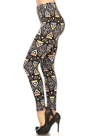 One Size Geometric Print Leggings