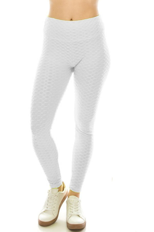 TikTok Scrunch Yoga Waist Leggings (White)
