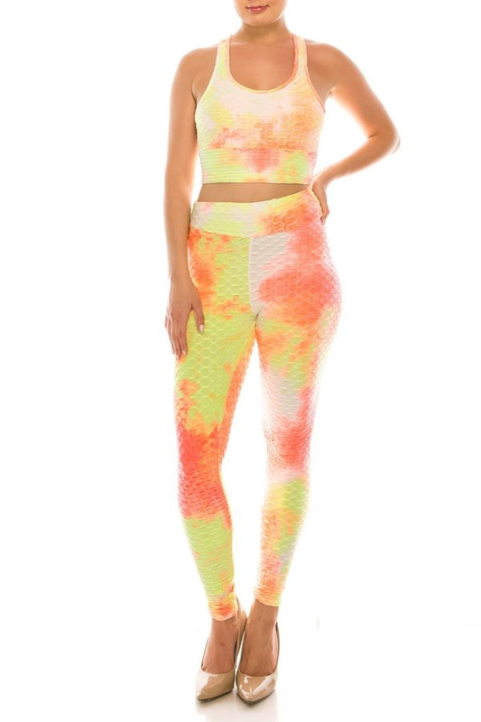Scrunch Textured Tie Dye Yoga Set