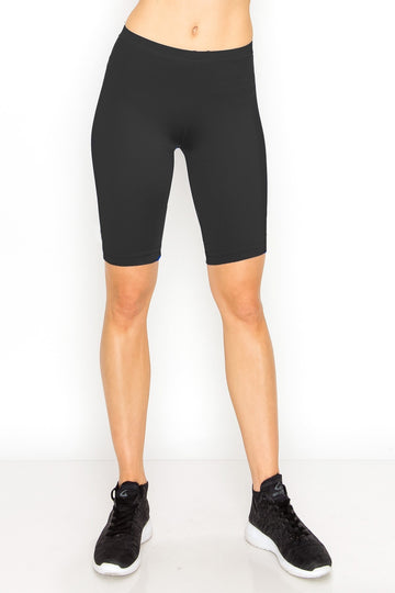 Solid Black Soft Biker Shorts