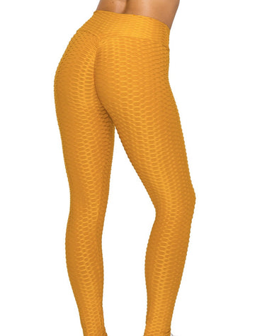 TikTok Scrunch Yoga Waist Leggings (Mustard)