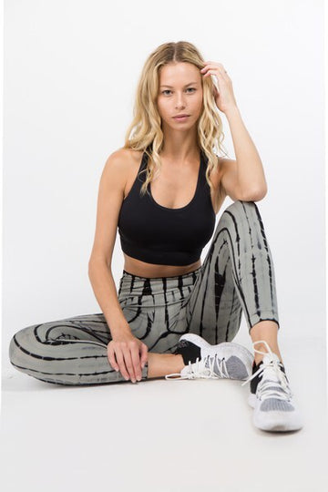 Grey Tie-Dye Drip Activewear Leggings