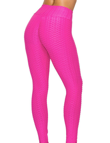 TikTok Scrunch Yoga Waist Leggings (Fuschia)