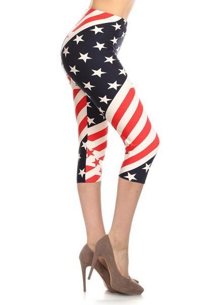 OneSize Capris Style Patriotic Print